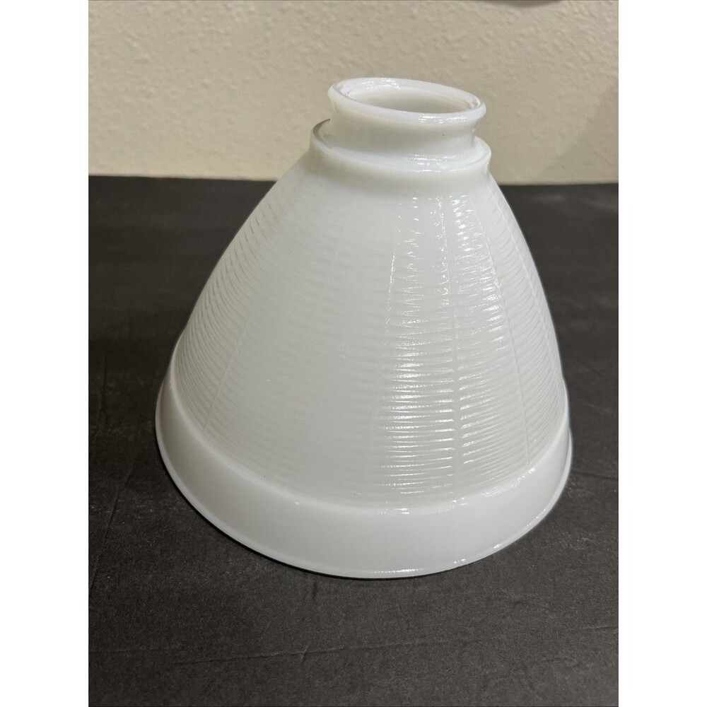 White Milk Glass Textured Glass Cone Lamp Shade Replacement Ribbed